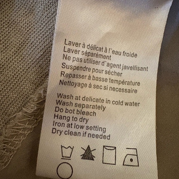 Charlie B Tan/Beige V Neck 100% Linen Short Sleeve Top Beachy Womens Size XL - Picture 8 of 11